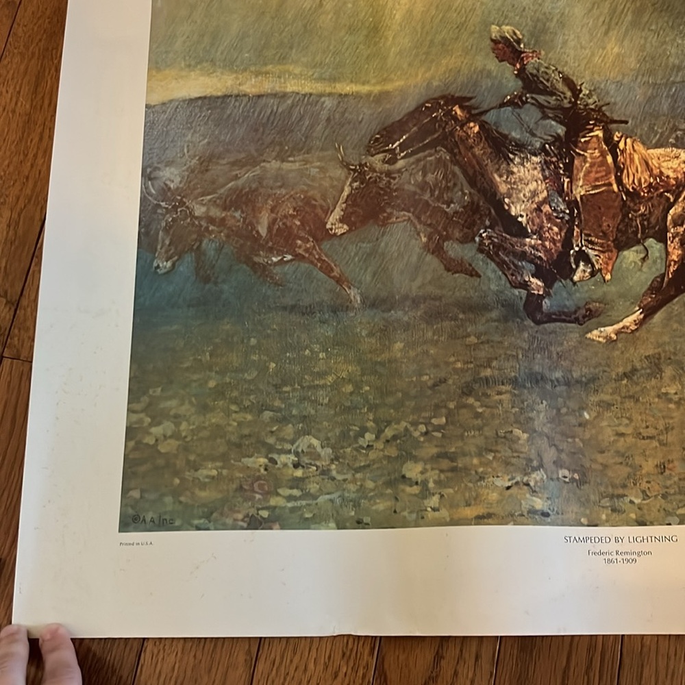 Vintage “Stampeded By Lightning” Frederic Remington Print - Picture 3 of 15